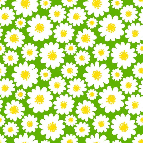 White daisies seamless pattern — Stock Vector