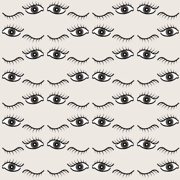 オープンとクローズの目と抽象的なシームレス パターン. — ストックベクタ