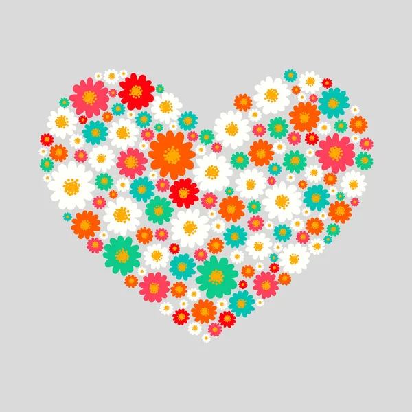 Corazón con flores — Vector de stock