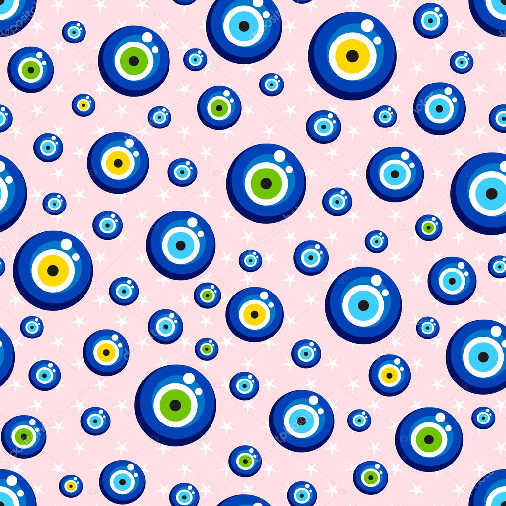 Evil eye vector pattern with star. 