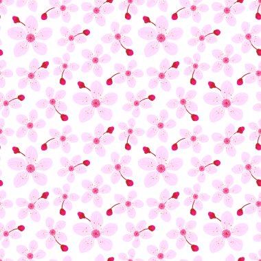 Kiraz çiçeği, bahar, pürüzsüz desen, sevimli pembe çiçek deseni.