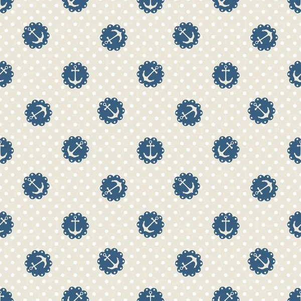 Nautical Marine Seamless Pattern Anchor Dot Background — Stock Vector