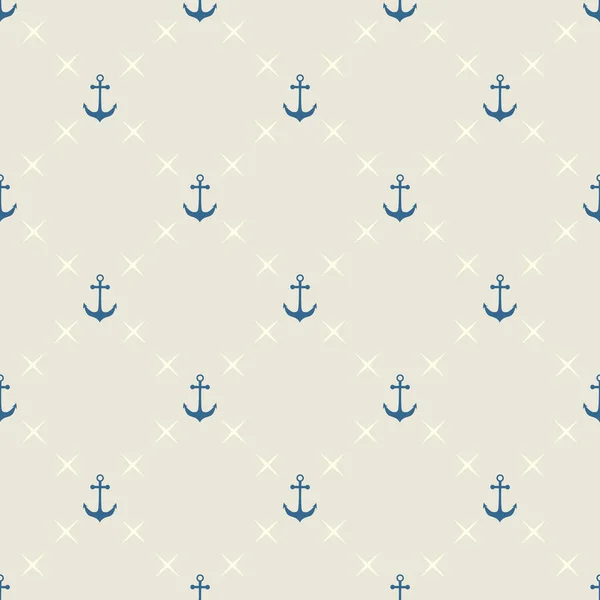 Motif Marin Sans Couture Nautique Avec Ancre — Image vectorielle