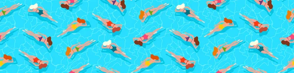 Pessoas Nadando Água Piscina Mar Fundo Férias Verão Oceano — Vetor de Stock