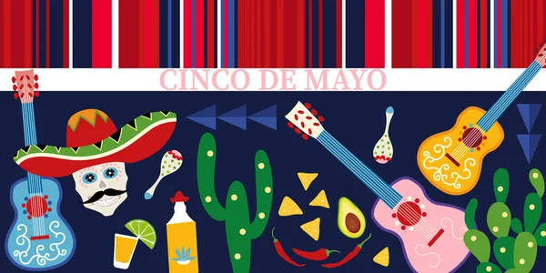 Cinco Mayo May Mexická Tradiční Fiesta Dovolená Plakát Pozadí Design — Stockový vektor