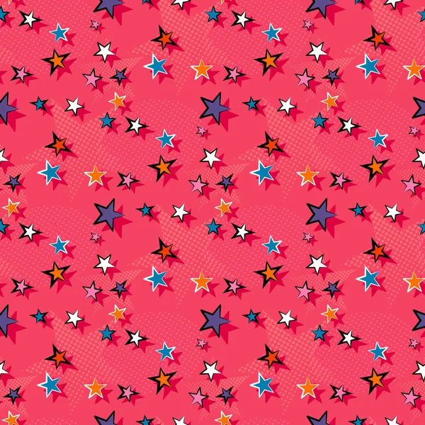 星のパターン ベクトルの背景 レトロ ポップアートスタイル — ストックベクタ
