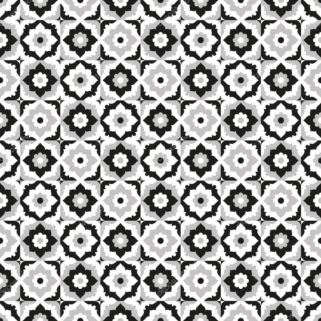 Seamless pattern black and white flower