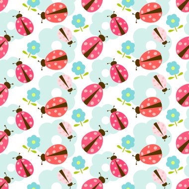 Seamless ladybug wallpaper pattern clipart
