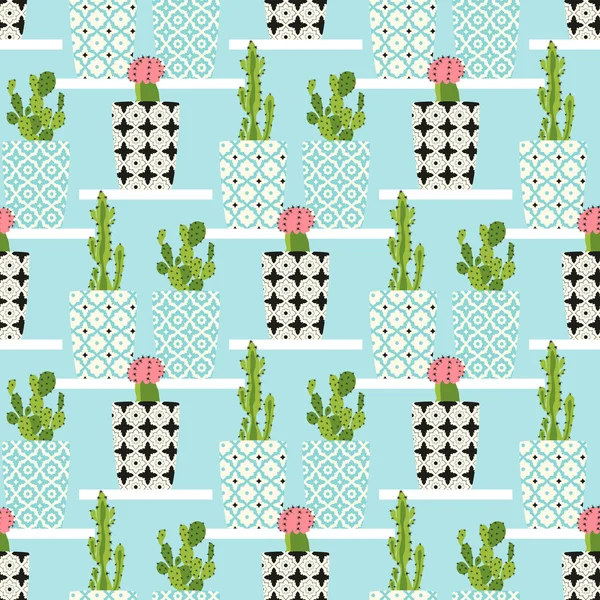 Patrón vectorial con cactus — Vector de stock