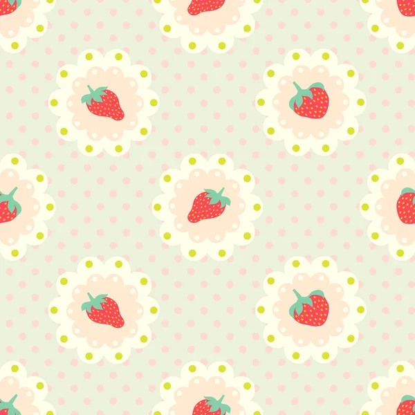 Retro strawberry mönster. — Stock vektor