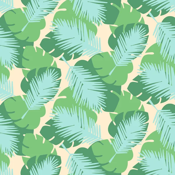 Hojas de palma tropicales sin costuras — Vector de stock