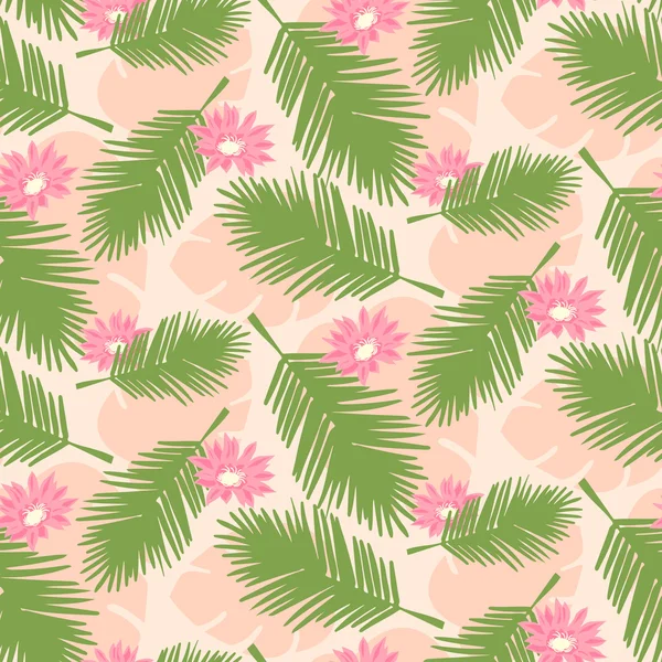 Nahtlose tropische Palmenblätter — Stockvektor