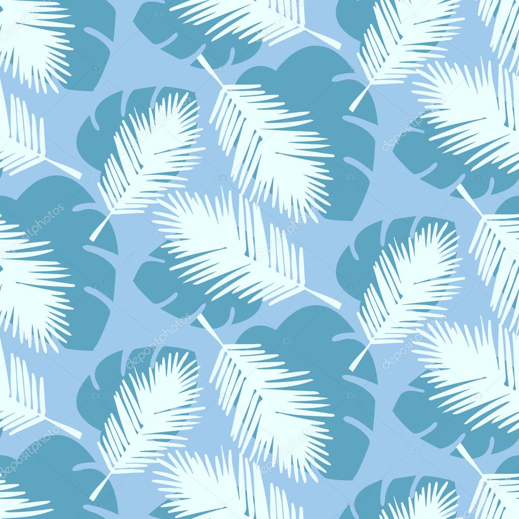 Seamless tropical palm leaves