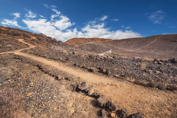 Güney Tenerife adasında ki doğal volkanik arazide yol, Kanarya adaları, İspanya.