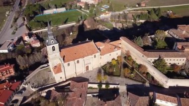 Lerma 'nın havadan görünüşü, Burgos bölgesindeki bir ortaçağ köyü, Castilla y Leon, İspanya.