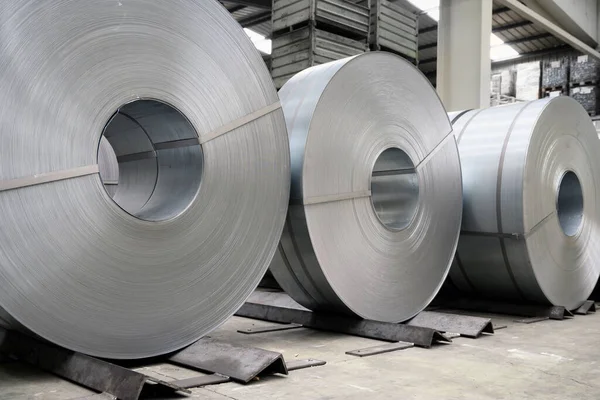 rolls of steel sheet in a plant, galvanized steel coil