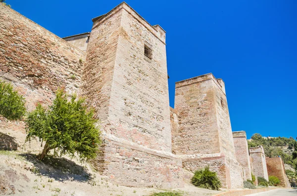 Alcazaba duvarların dış görünümü. Antik kale malaga, Endülüs, İspanya. — Stok fotoğraf