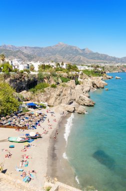 Nerja beach, turistik Komünü costa del sol, malaga, Endülüs, İspanya.