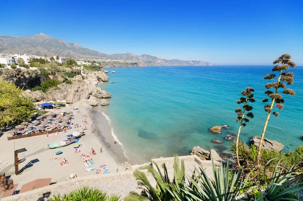 Nerja beach, turistik Komünü costa del sol, malaga, Endülüs, İspanya.