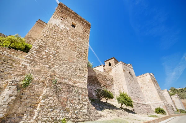 Alcazaba duvarların dış görünümü. Antik kale malaga, Endülüs, İspanya. — Stok fotoğraf