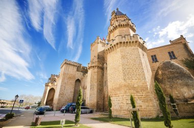 Doğal görünümü ünlü Olite Kalesi: Navarra, Spain.