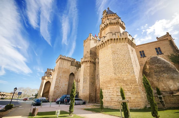 Vista panorámica del famoso castillo de Olite, Navarra, España . —  Fotos de Stock