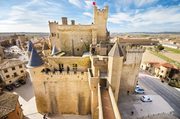 OLITE, SPAIN - APRIL 1: Scenic view of the famous Olite castle on April 1, 2015 in Navarra, Spain. — ストック写真