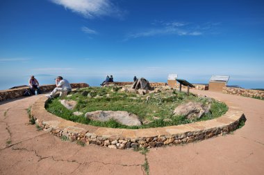 LA GOMERA, SPAIN - JANUARY 17: Some tourist are taking pictures from Alto de Garajonay on January 17, 2016, with a height of 1500 meters this is the highest point in La Gomera island.