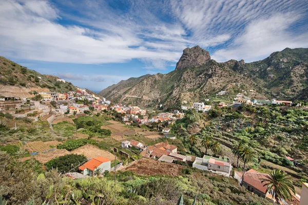 Scenic view of vallehermoso town in la Gomera, Canary island, Spain.