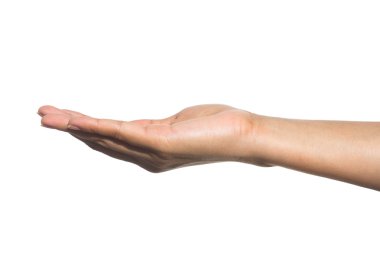 Beyaz arkaplanda kadın eli