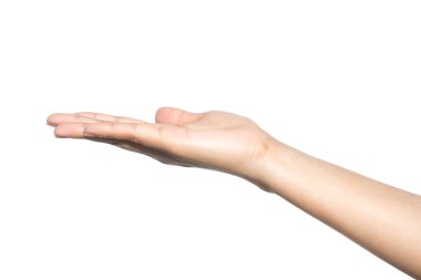 Beyaz arkaplanda kadın eli