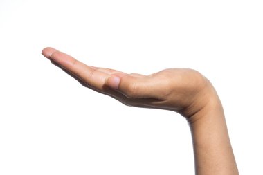 Beyaz arkaplanda kadın eli