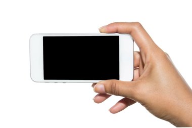 Beyaz arka plan üzerinde cep telefonu dokunmatik ekran