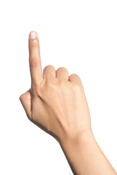 Hand touching on white background — Stock Photo, Image