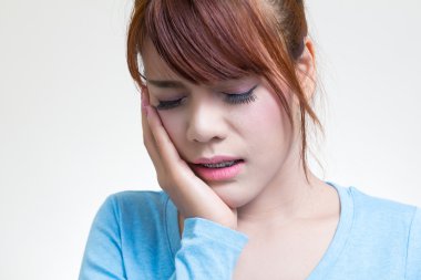 Asian women toothache clipart