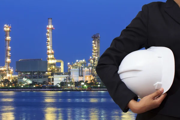 Engineer holding white helmet — Stock Photo, Image