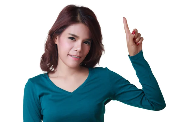 Kvinna pekar finger — Stockfoto
