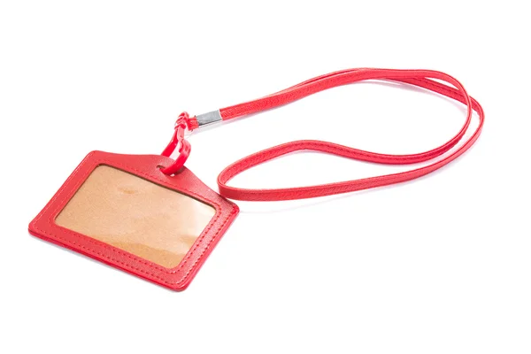 Red Leather Name Tag — Stock Photo, Image