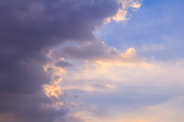 Sky with clouds and sun in twilight time scene