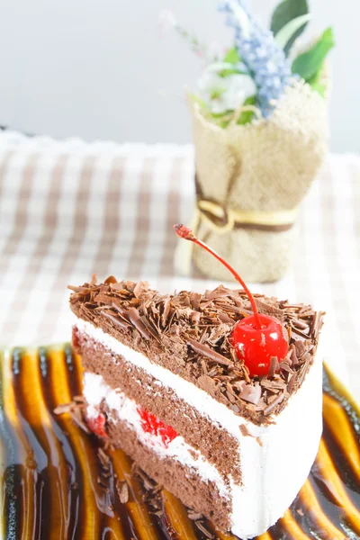 Pastel de chocolate en el plato — Foto de Stock