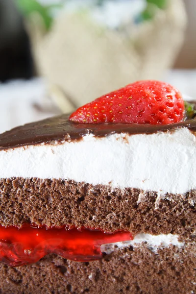 Chocolade taart op schotel — Stockfoto
