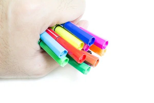 Felt-tip pens on hand — Stock Photo, Image