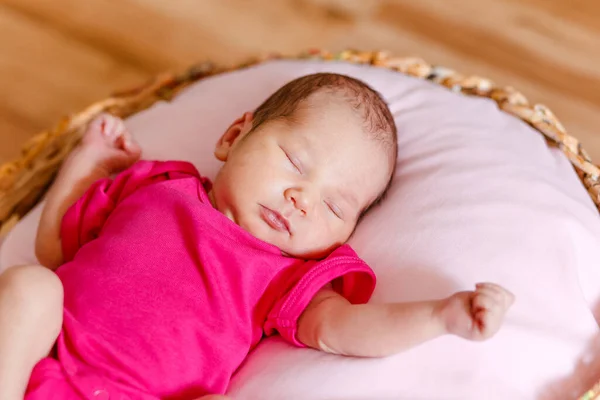 Dormir Niña Diez Días Traje Rosa Sesión Fotos Los Recién — Foto de Stock