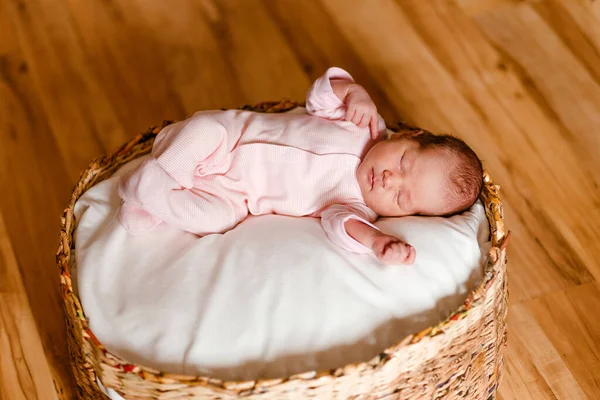 Cute Newborn Baby Pink Jumpsuit Sweet Sleeps View Newborn Photo — Foto de Stock