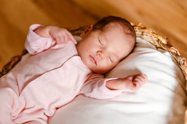 Cute Newborn Baby Pink Jumpsuit Sweet Sleeps View Newborn Photo — Foto de Stock