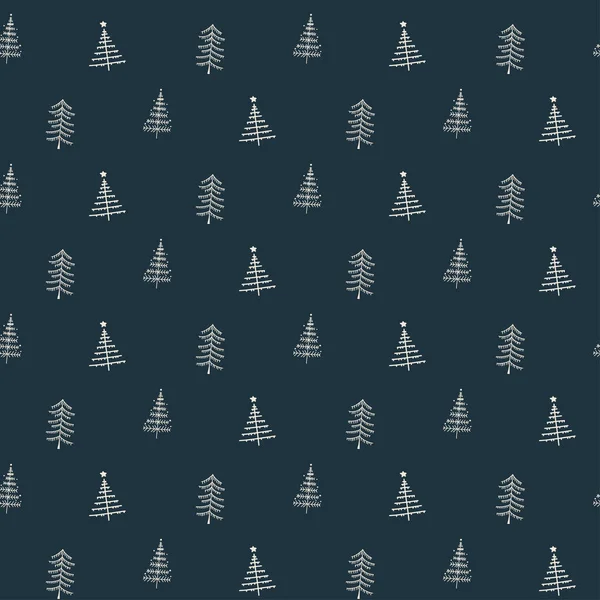 Winter Seamless Vector Blue Pattern Pines Xmas Winter Poster Collection — Stock Vector