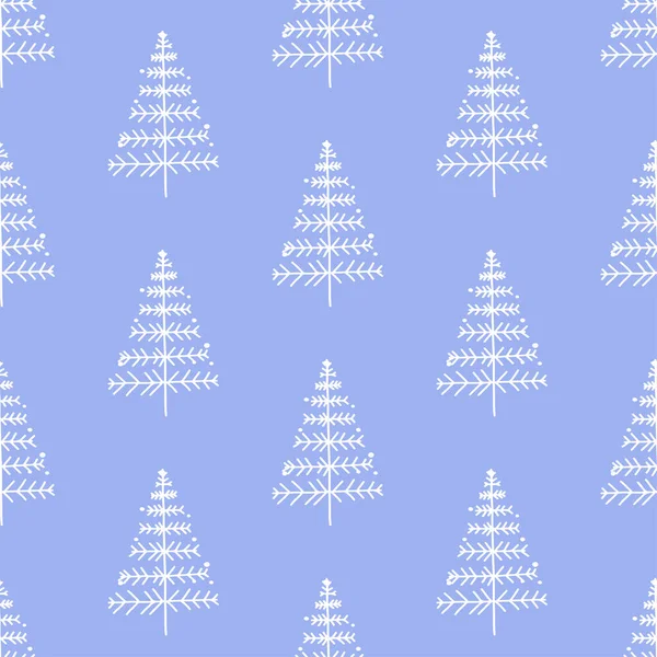 Noel Beyaz Ağaçlarla Kusursuz Vektör Deseni Xmas Tatil Posterleri Koleksiyonu — Stok Vektör