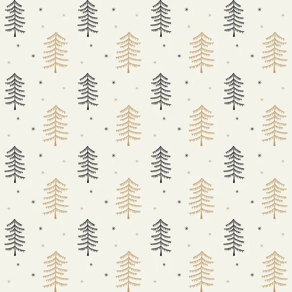 ドードルの木とクリスマスシームレスベクトルパターン Xmas冬のポスターコレクション パターンフィル 表面テクスチャ ファブリックプリントに使用できます — ストックベクタ