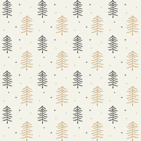 Modèle Vectoriel Sans Couture Noël Avec Des Arbres Gribouillis Collection — Image vectorielle