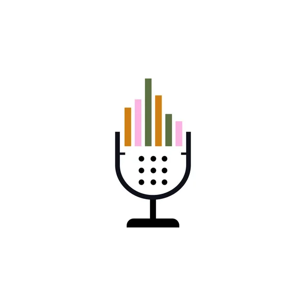 Mikrofonlogo Vektorflache Illustration Webdesign Podcast Oder Radiokonzept — Stockvektor